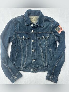 Ralph Lauren Dark Blue Denim Jacket with Flag Patch